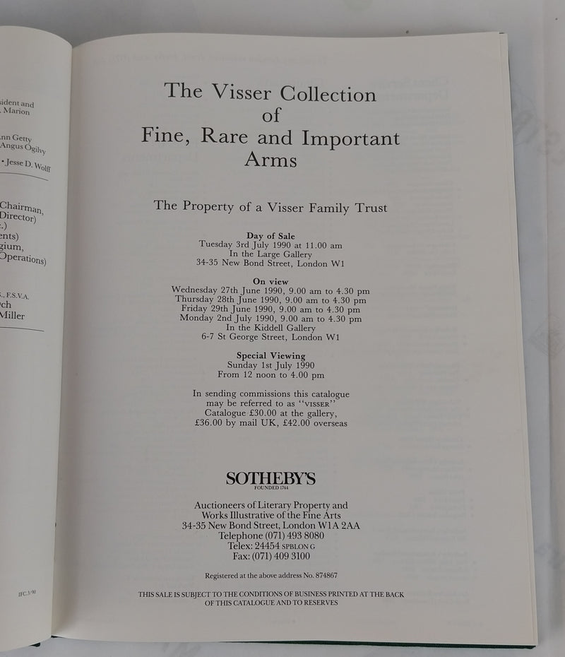 The Visser Collection. Fine, Rare and Important Arms. Part 1 + 2