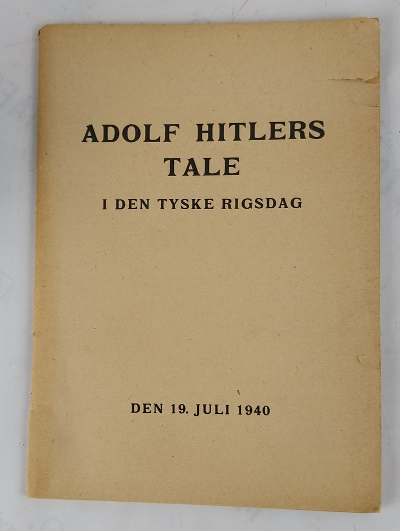 Adolf Hitlers tale i den tyske rigsdag. Den 19. Juli 1940