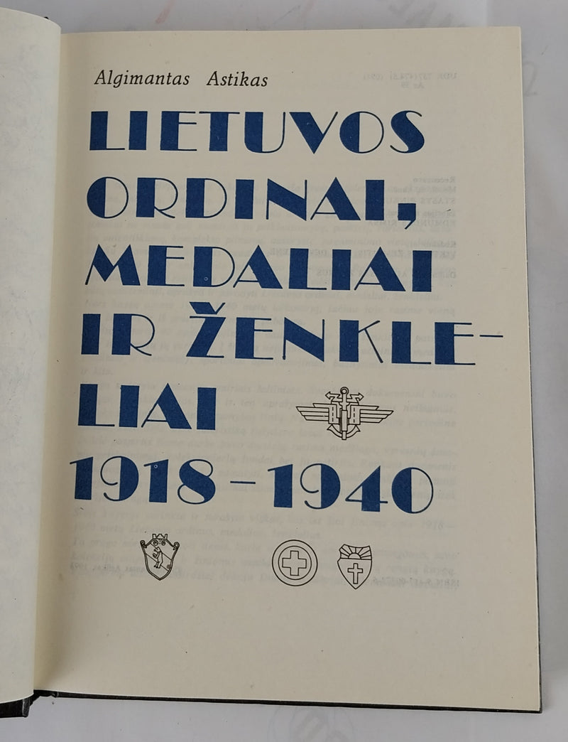 Lietuvos Ordinai, Medaliai Ir Zenkleliai 1918 - 1940.