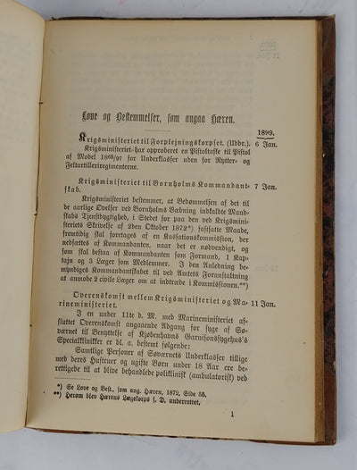 Kundgørelser for Hæren samt Love og Bestemmelser som angaa Hæren. 1899