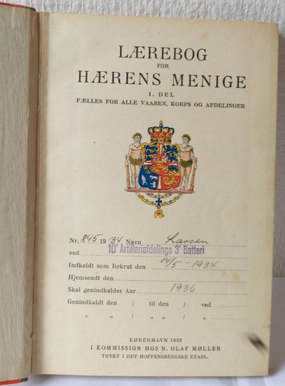 Lærebog for Hærens Menige, 1. del. 1933